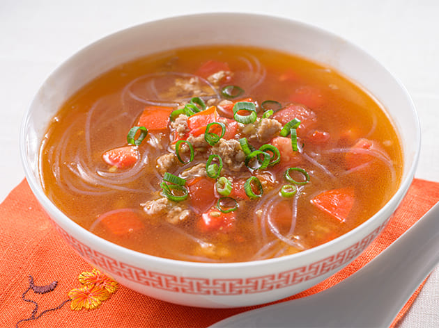トマトとひき肉の中華風スープ