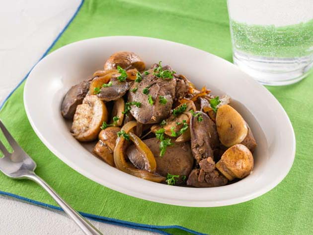 レバーとマッシュルームのバルサミコソテー