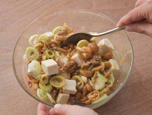 レンジで　なめこのピリ辛麻婆豆腐風_作り方3