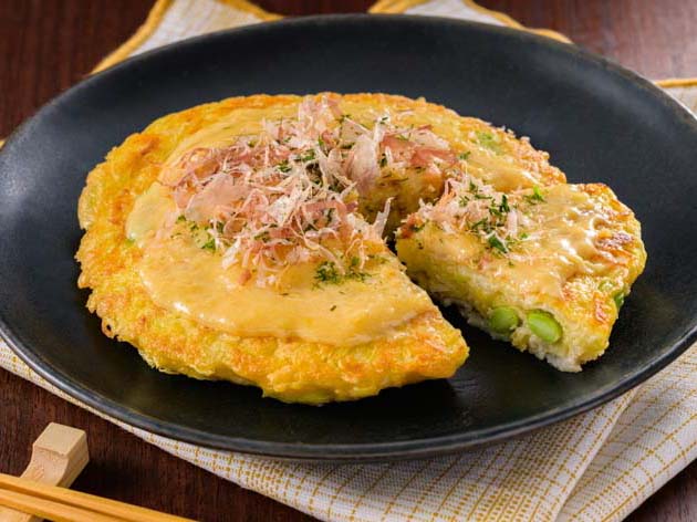 枝豆入りみそマヨお好み焼き